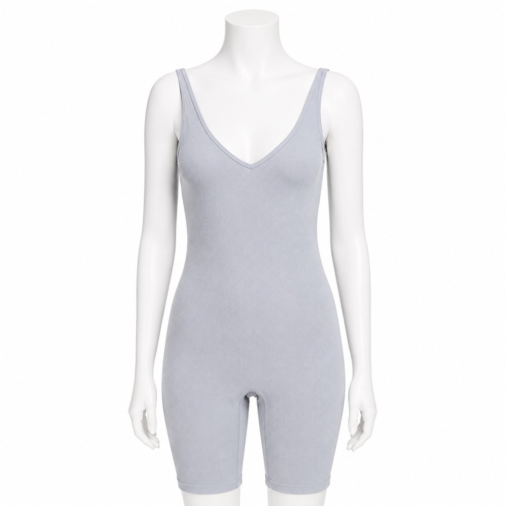 NWT‎ PINK Active Seamless Unitard Shorts Romper Gray Blue Womens S Athletic